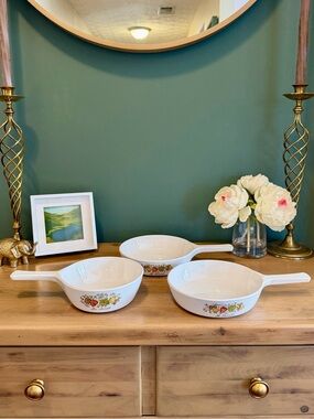 Set 3 Vtg Corning Ware Spice of Life Le Persil Le Sage Skillets No Lids